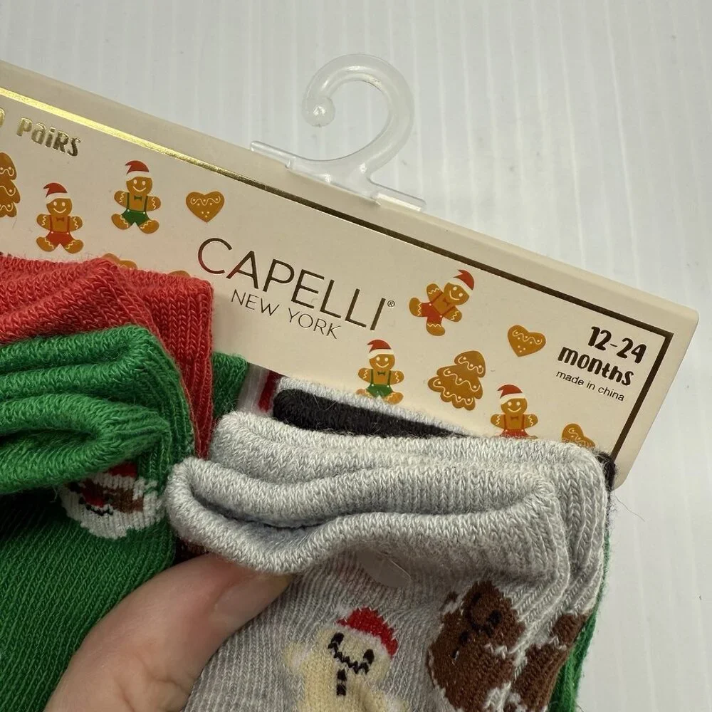 Capelli New York Infant Garterized Polyester Blend Christmas Holiday Socks NWT